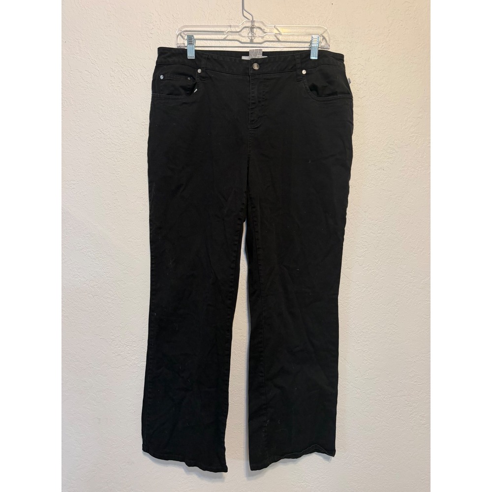 FL Jeans Womens Black Straight Leg Pants Size 16 Stretch Cotton Blend 5 Pocket